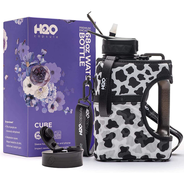 64Oz Wide Mouth Large Capacity Eco Friendly Portable Bpa Free Plastic Sports Water Bottle With Carrying Strap Sleeve