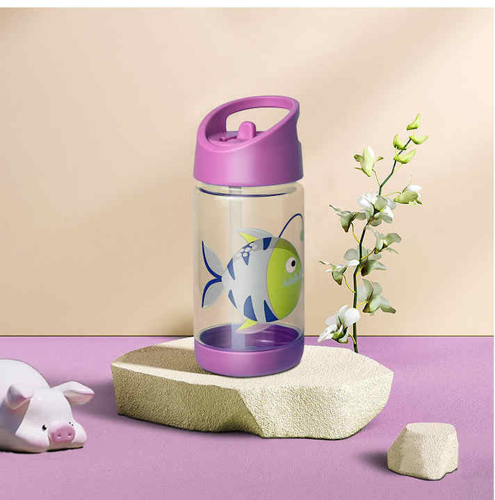 400Ml Printed Kawaii Cartoon Cute Bpa Free School Kids Drinking Water Bottle With Straw