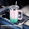40 oz Tumbler With Handle and Straw Lid Insulated Reusable Stainless Steel Travel Mug Keeps Drinks Cold up to 34 Hours