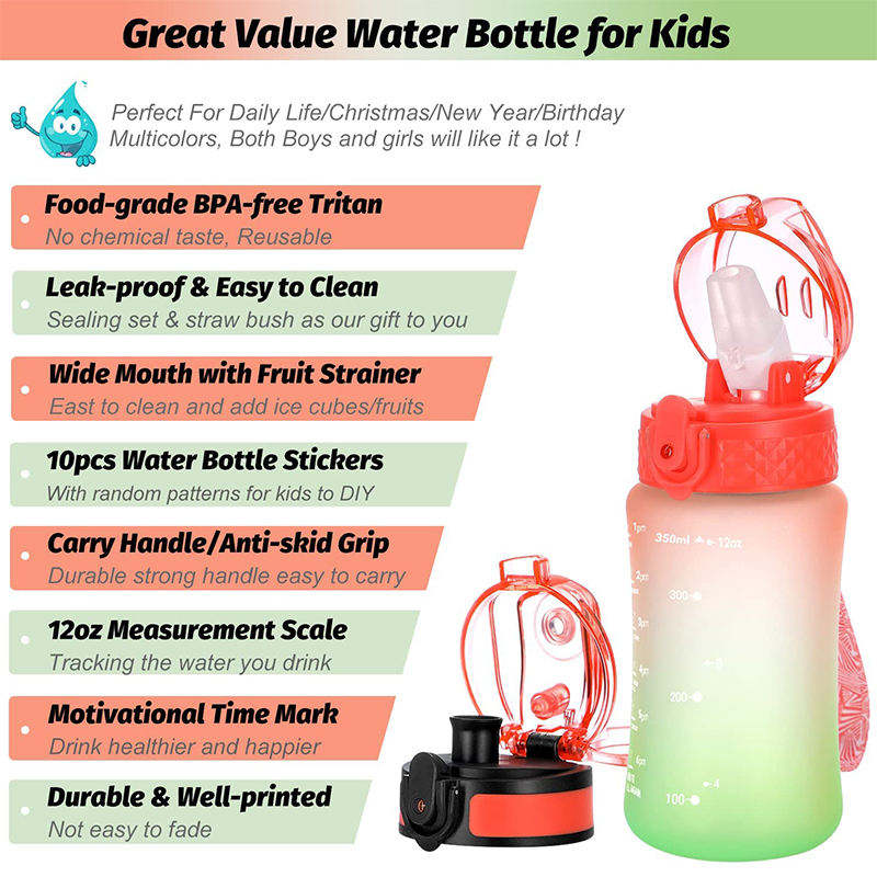 Sipper Plastic Drink Bottle Fancy Sports Water Bottles for School Children Kids