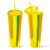 23oz Bpa Free Custom logo PS Reusable Gym Sports Plastic Water Tumbler with Straw