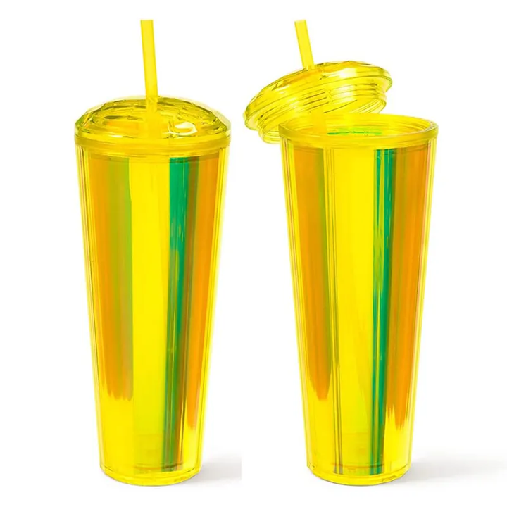 23oz Bpa Free Custom logo PS Reusable Gym Sports Plastic Water Tumbler with Straw