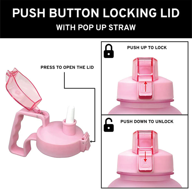 2022 New 2l Plastic Sports Drinking Botellas De Agua Gym 64 Oz Gallon Motivational Water Bottle With Time Marker