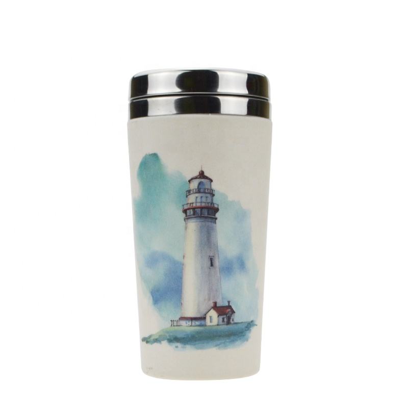 2019 New Reusable Bamboo Fiber Coffee Mug Stainless Steel Travel Coffee Cup