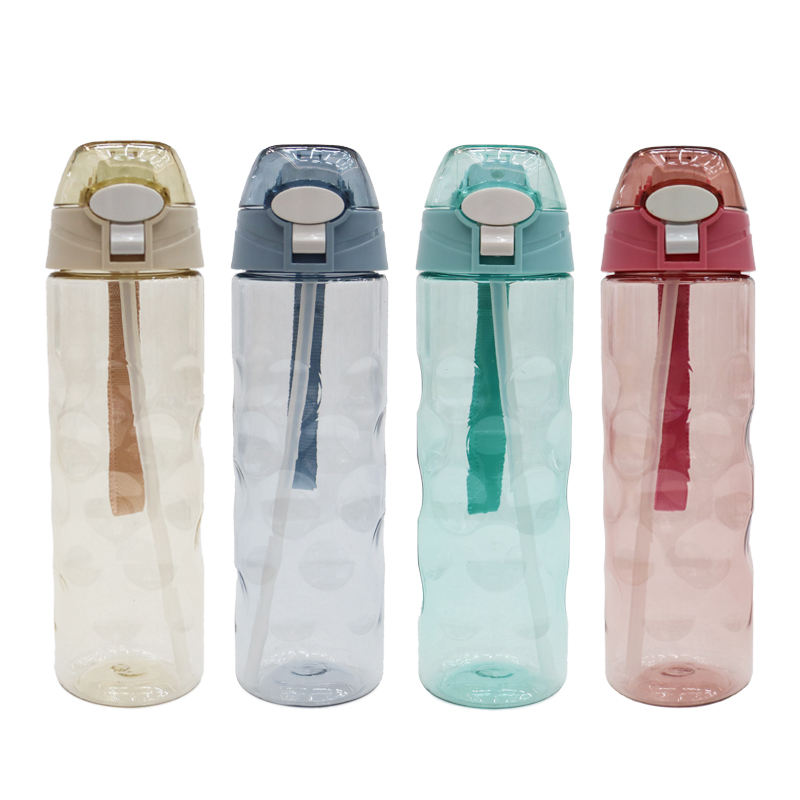 Wholesale 700 Ml Leakproof Sustainable Clear Travel Plastic Drinking Water Bottle With Straw Rope