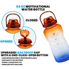 2L Wholesale Leakproof Gradient Color Fitness Sports Motivational Water Bottle with Time Marker and Straw