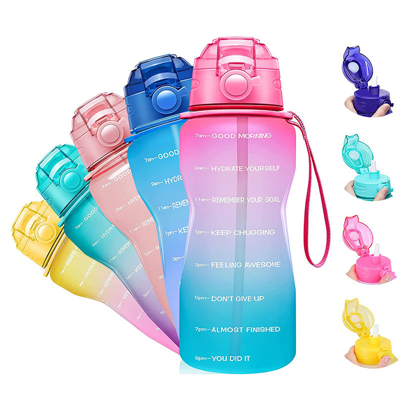 2 Litre/1 Gallon Plastic Large Capacity Portable Tritan Portable Sport Popular Custom logo Gym Water Bottle for Gym