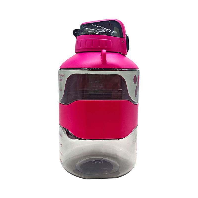 2200Ml 2.2Liter Wide Mouth Big Capacity Motivational Plastic Sports Water Bottle With Hangrip Straw