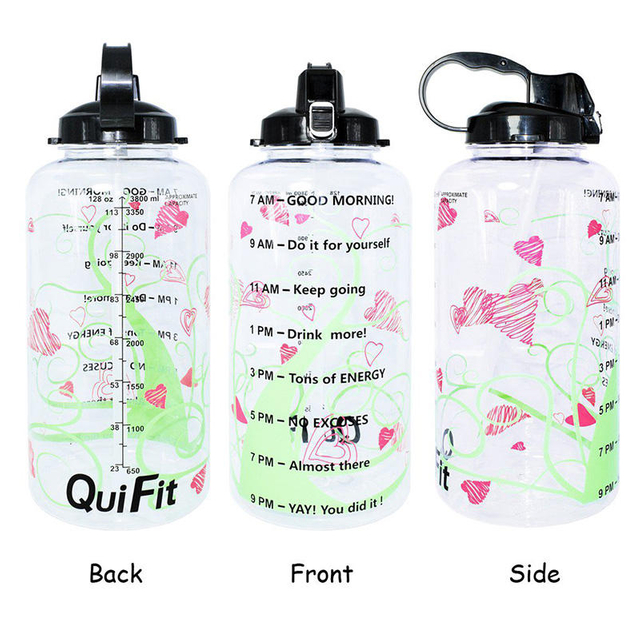 64 oz Water Bottle with Time Marker to Drink Half Gallon Motivational Water Bottle with Straw and Handle Large BPA Free Bottle
