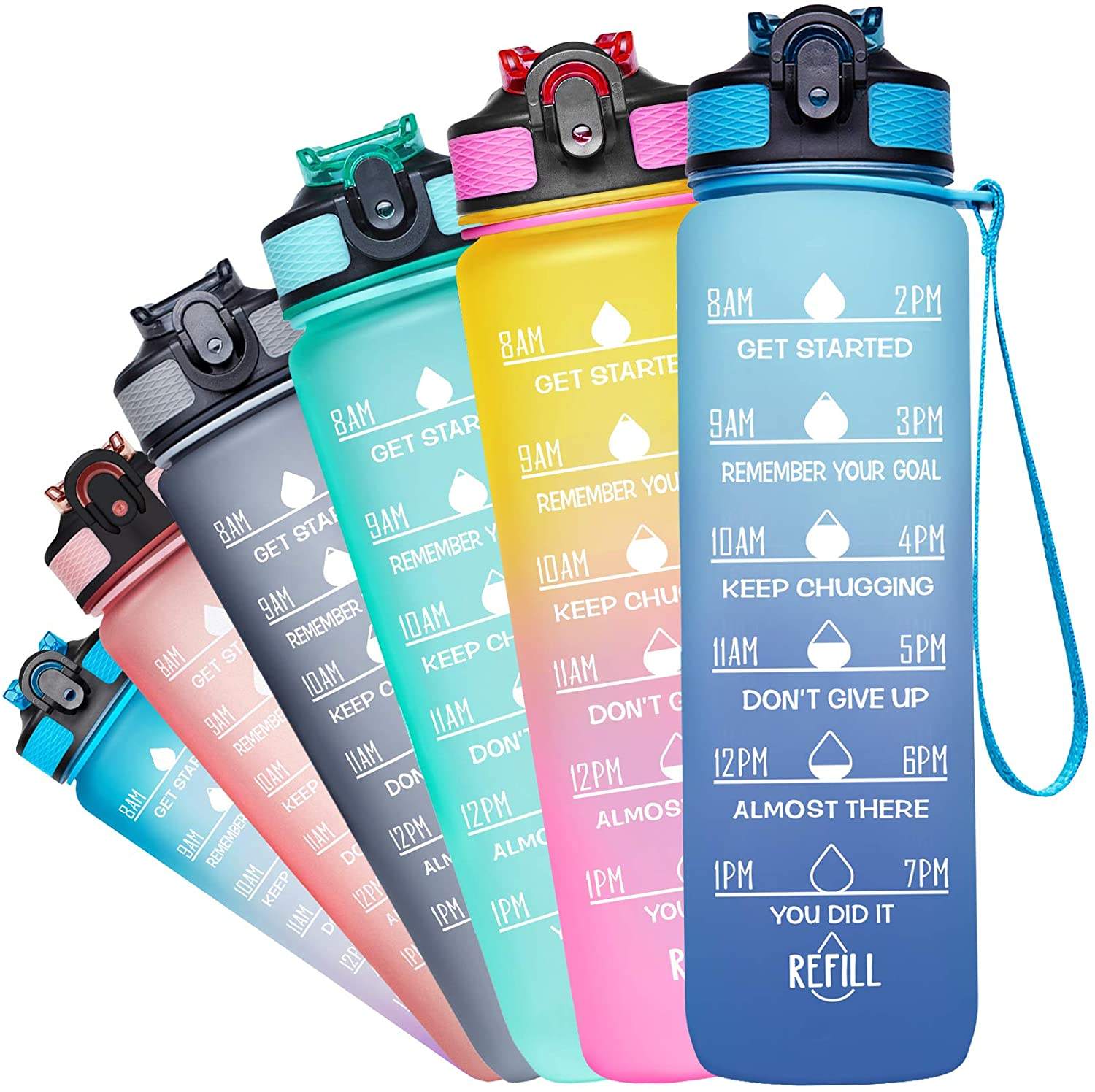In Stock Leakproof BPA Free Drinking Water Bottle with Time Marker