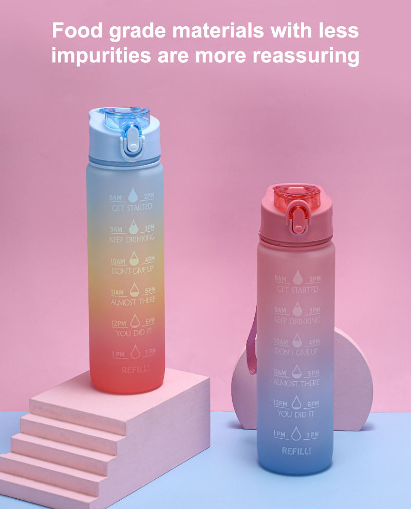 Water Bottle 1 Gallon Motivational Large Water Bottle with Time Marker & Straw