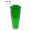 700Ml Custom Double Wall Reusable Wide Mouth Clear Plastic Tumbler Water Drinking Bottle With Lid