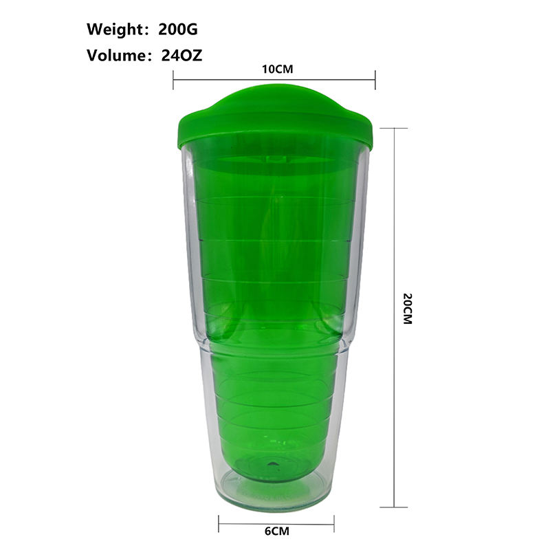 700Ml Custom Double Wall Reusable Wide Mouth Clear Plastic Tumbler Water Drinking Bottle With Lid