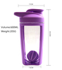 New Style Custom 600ml Plastic Sport Water Bottle clear Gym Protein Shaker Bottle With Stirring Ball