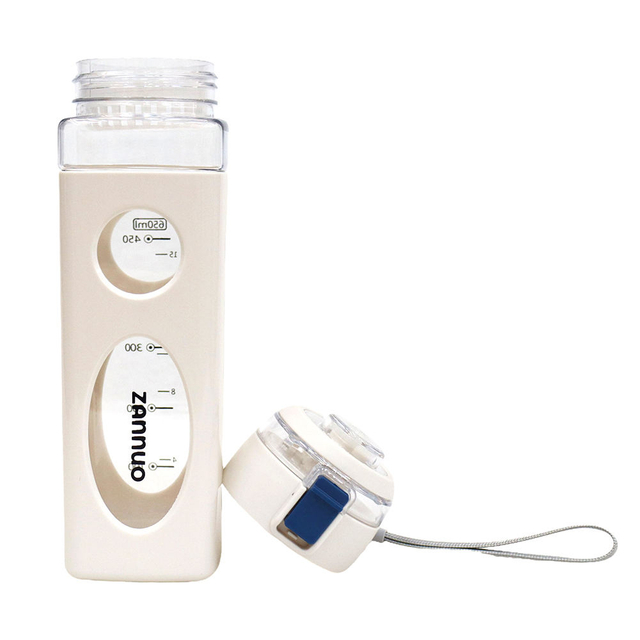 650ml New Summer Double Layer Plastic Water Bottle Portable Rope Sports square Drinking Water Plastic Cup with Scale Bottle