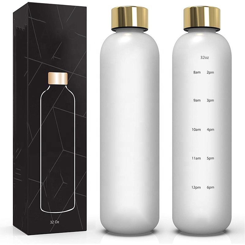Cheap BPA FREE Plastic 1L Motivational Water Bottle with Time Marker Reminder