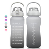 Custom BPA Free 2l Half Gallon Fitness Gym Sports Clear Plastic Motivational Water Bottle with Time Marker and Straw