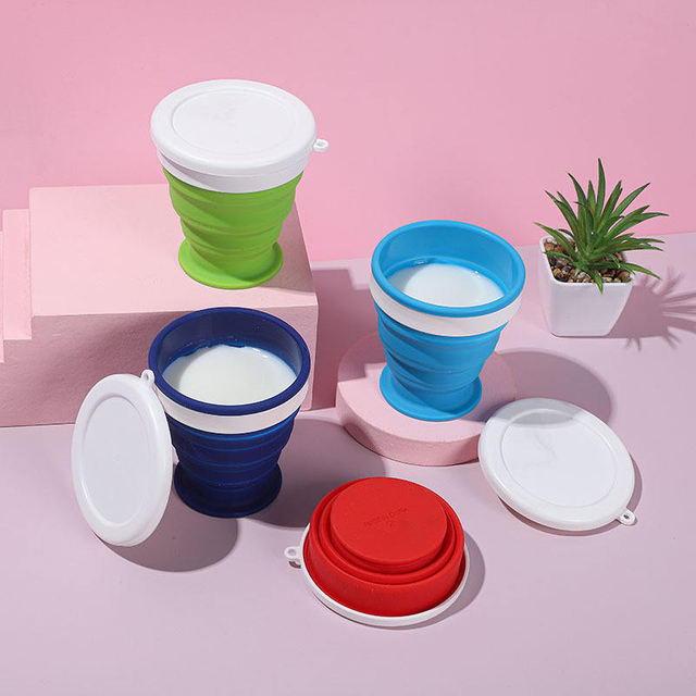 Silicone Folding Coffee Cup Portable Travel Reusable Collapsible Drink Bottle With Lids