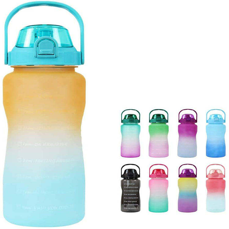 2200Ml Wide Mouth Portable Large Capacity Fancy Motivational Plastic Gym Sports Water Bottle Bottles for Adults
