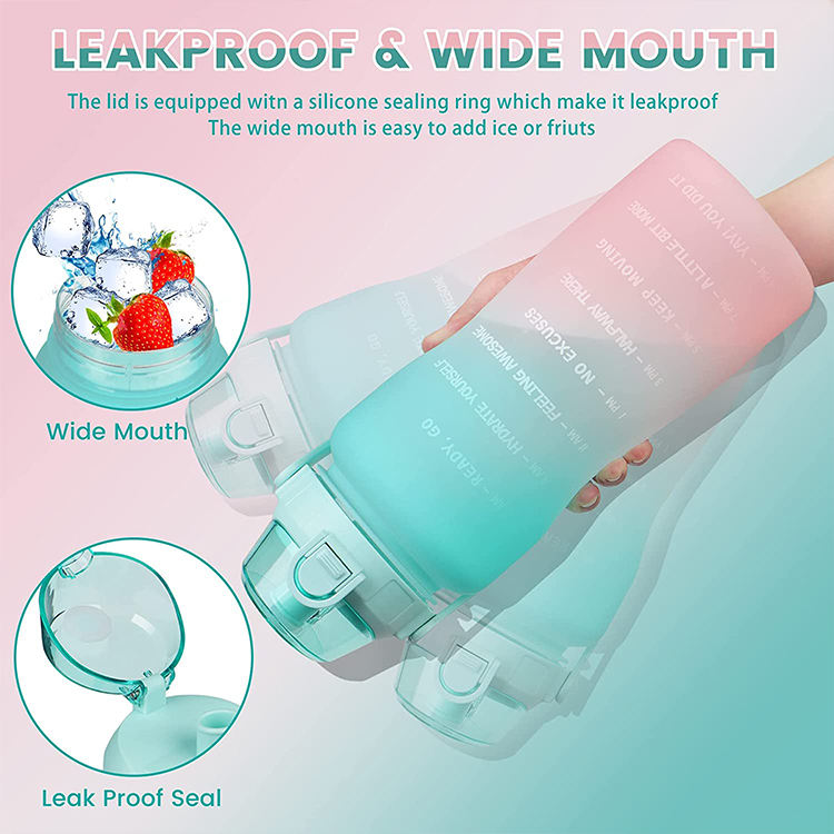 Motivational Mini Bpa Free Workout Wide Mouth Large Half Gallon 64oz Motivational Water Bottle