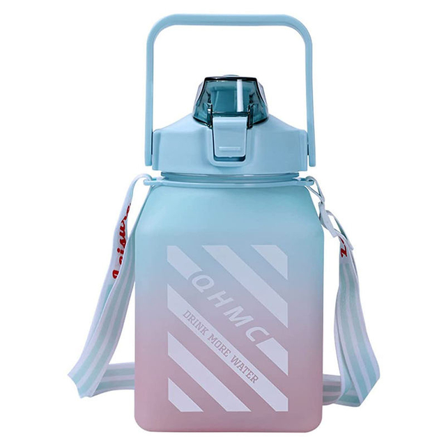 1500ML 2000ML Custom 2 Liter Plastic Water Bottle with Straw Gradient Color with Times to Drink