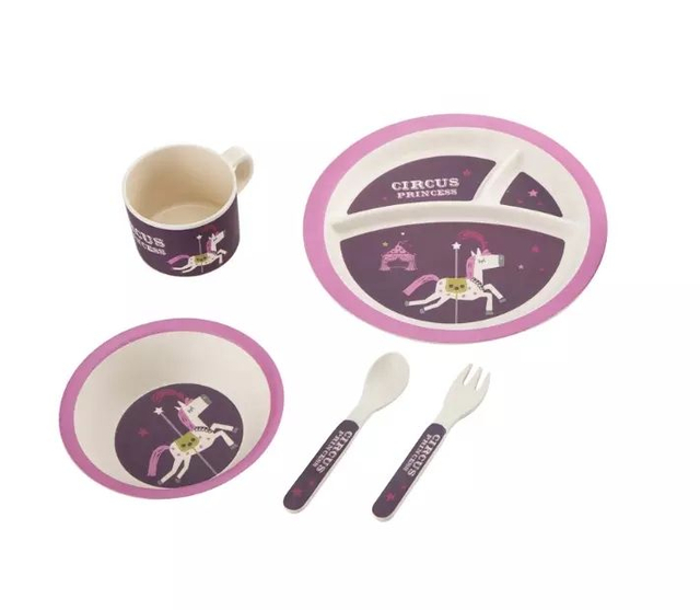 Reusable Bamboo Fiber Baby Plates Set Tableware Set
