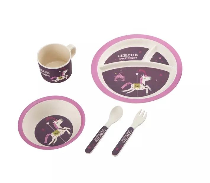 Reusable Bamboo Fiber Baby Plates Set Tableware Set