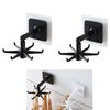 Kitchen Utensil Holder with 6 Hooks, Rotatable Adhesive Wall Hooks Space Saving No Drilling Wall Mounted for Hanging Lid