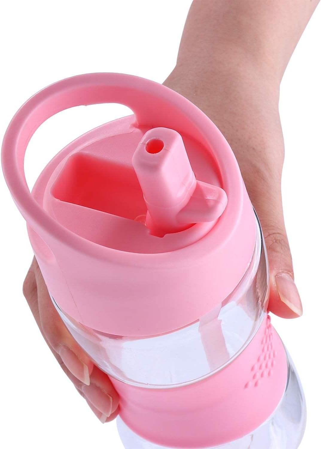 Popular Kids 400ml Wide Mouth Tritan Silicone Grip Plastic Drinking Water Bottle with Straw Lid