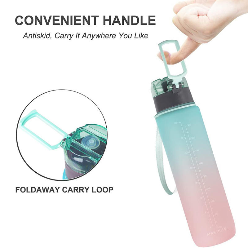 1L Tritan BPA Free Gym Sport Gallon Motivational Drinks Plastic Water Bottle with Time Marker