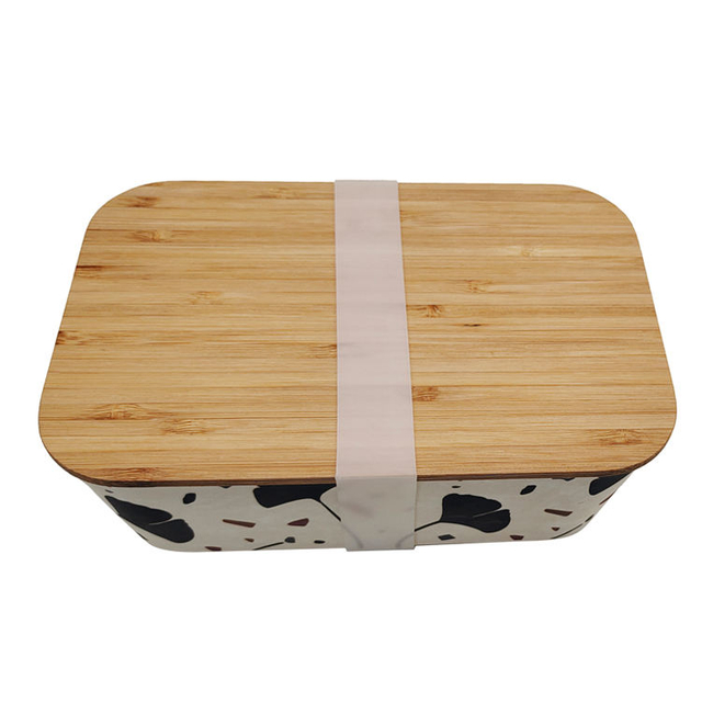 BPA-free Eco-friendly Biodegradable Full Printing Bamboo Fiber Lunch Box with Bamboo Lid Container