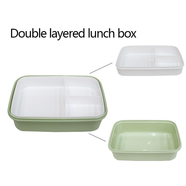 Colorful Food Grade Stackable 1100ml Plastic Lunch Box With Spoon and Fork Plastic Box Kids Food Container