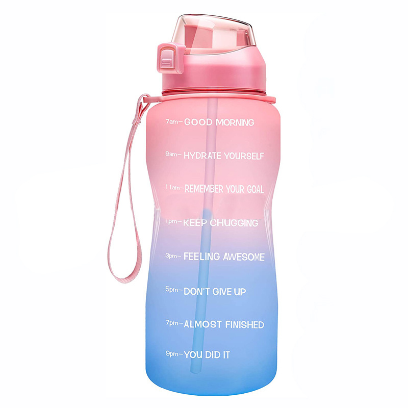2022 64oz Half Gallon Motivational Water Bottle with Time Marker BPA Free Water Jug
