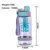 750Ml Wide Mouth Portable Transparent Plastic Sports Water Bottle With Straw Fruit Infuser Custom Logo