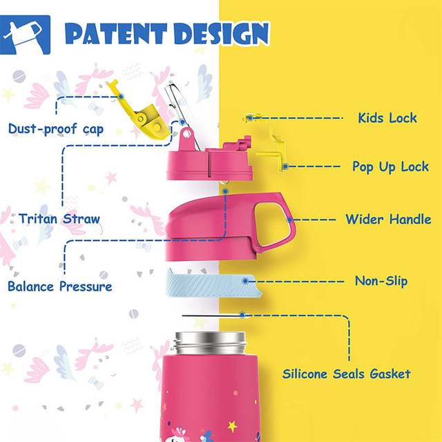 500ml Bpa-Free Plastic Water Bottle Straw Drink Cute Design Water Bottle for Children Kids School