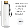 1L Plastic Bottle Tritan Time Marker Leakproof Large Big Sport Plastic Frosted White Motivational Water Bottle BPA Free