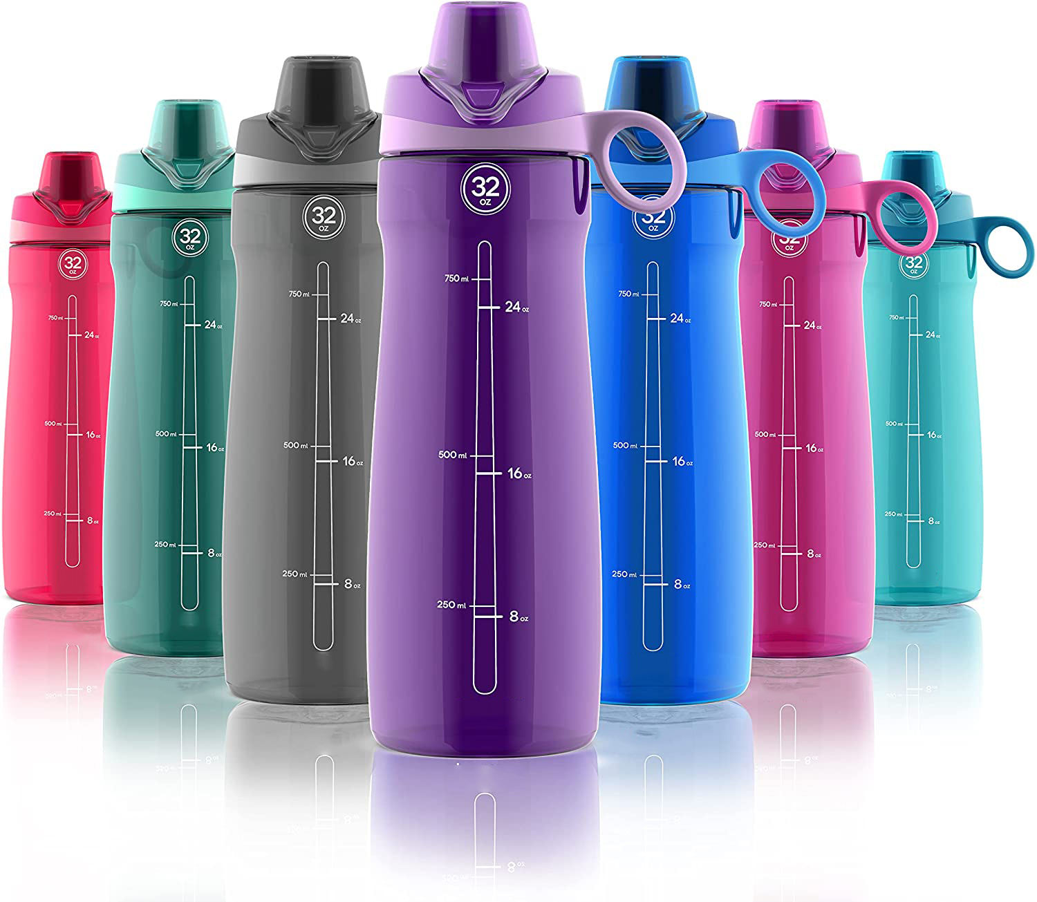 32 OZ Custom Sport Water Bottle POGO BPA-Free Plastic Water Bottle with Chug Lid