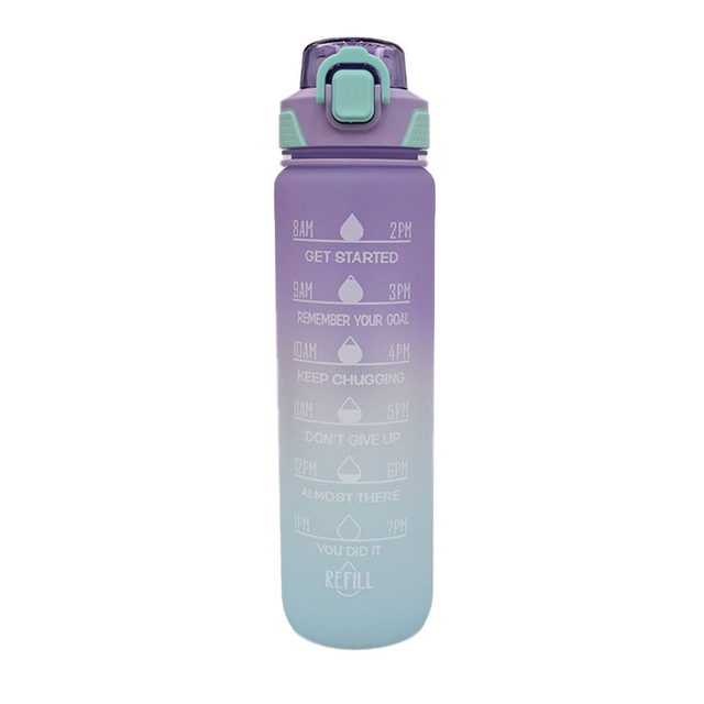 1000Ml Colorful Outdoor Motivational Plastic Sport Gym Water Bottle Bpa Free With Time Marker