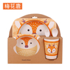 Custom Cartoon 5 Pcs Square Baby Tableware Plate Sets Dinnerware Bamboo Fiber Kids Dinner Set