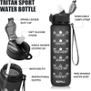 32oz Water Bottle with Time Marker Leakproof BPA Free Frosted Plastic Drinking Water Bottle with Straw