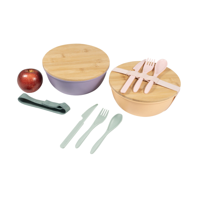 43oz RPET Large Capacity Round Shaped One Layer Bento Box with ECO Friendly Bamboo Lid Custom logo