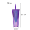 24oz Purple and Green Double Wall Plastic Tumbler with Lid and Straw Colorful Diamond Glitter Durian Shaped Tumbler
