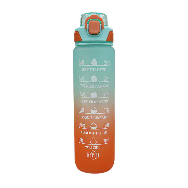Reusable Custom logo Large Capacity 32oz with Rope Plastic Water Bottle Custom Gradient Color