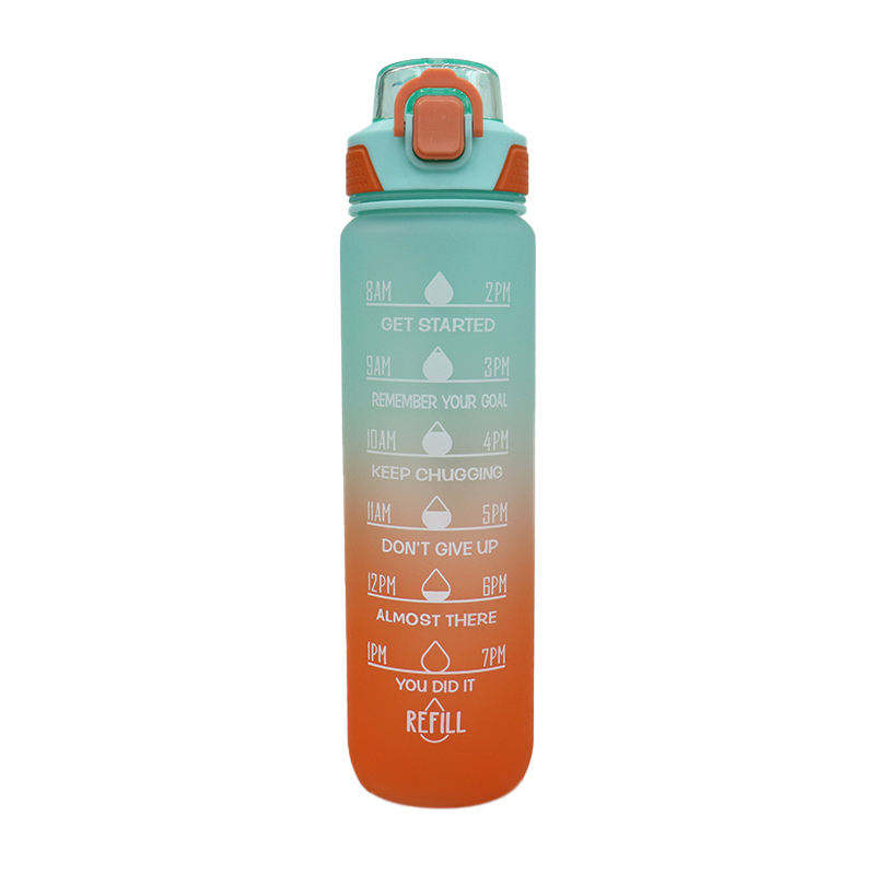 Reusable Custom logo Large Capacity 32oz with Rope Plastic Water Bottle Custom Gradient Color