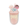 BPA Free Beautiful 400ml Water Bottle Plastic Double Wall Ice Cream Shape Plastic Cup with Lid and Straw for Kids