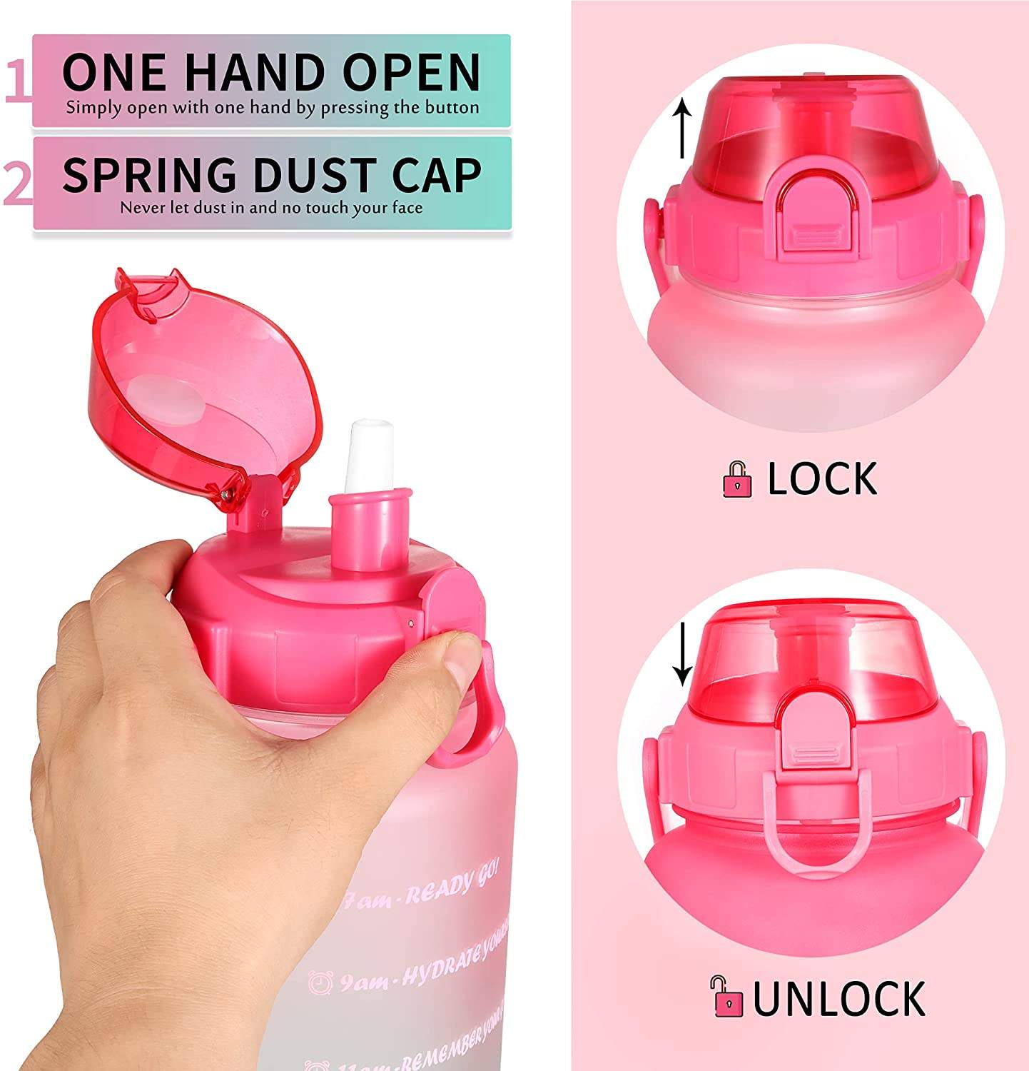 Tritan BPA Free Water Jug 128oz Motivational Plastic Gallon Water Bottle With Time Marker Straw for Fitness Gym Sports