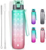 Bpa Free Hot 2025 Gradient Time Marker Sports 32 OZ Water Bottle with Straw Lid