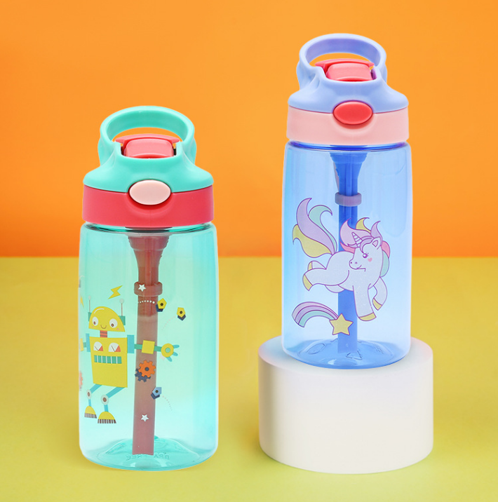 480ML BPA Free Cute Cartoon Children Plastic Water Bottle With Handle