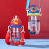 Custom logo Children's Water Cup One Touch Flip Top Water Bottle Plastic Straw Cup with a Shoulder Strap Plastic Cup for Kids