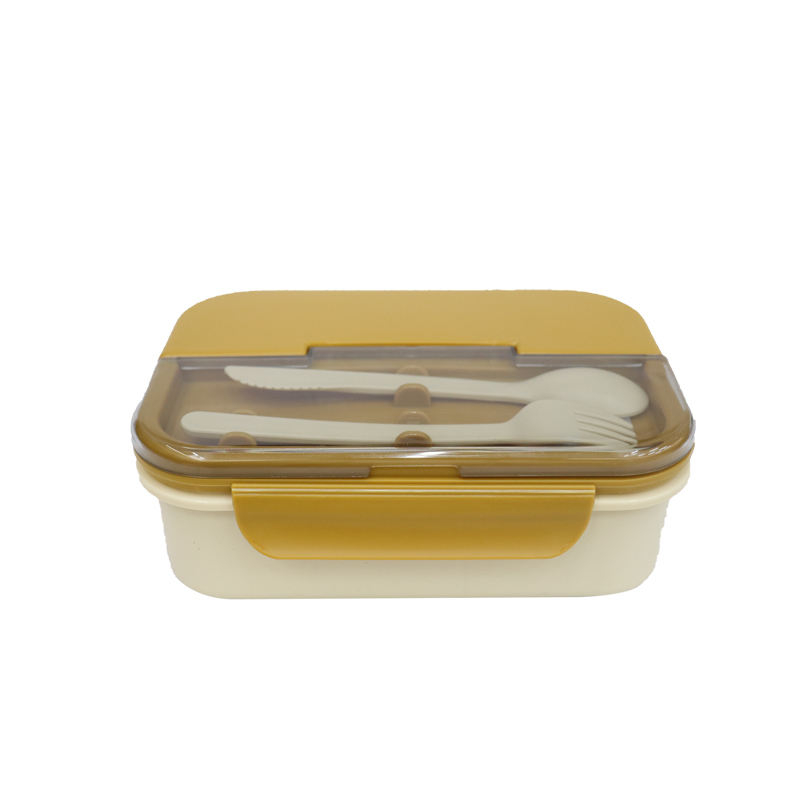 High-quality PP Material Bento Box Equipped with a Spoon and a Combination Fork Knife